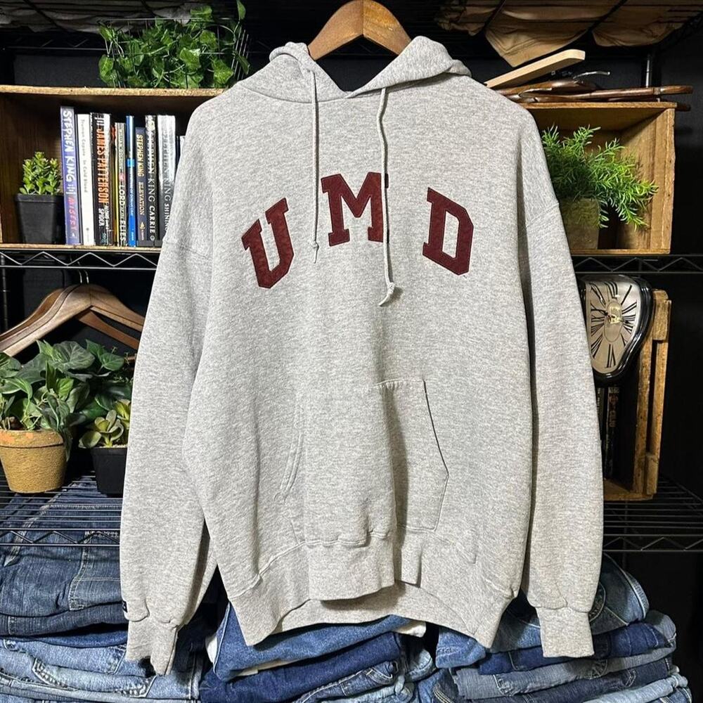 Vintage 90s Jansport University Of Minnesota Duluth Hoodie UMD Sweatshirt Gray